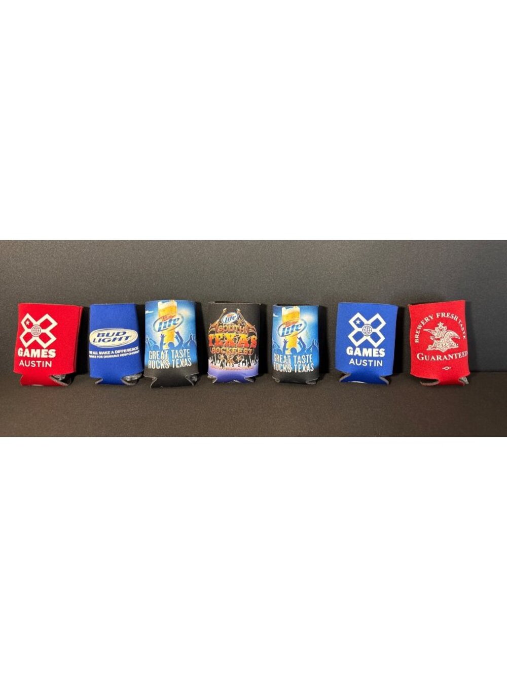 Koozies Lot of 7 Miller Lite Cans South Texas Rockfest 2008 Austin X Games Beer